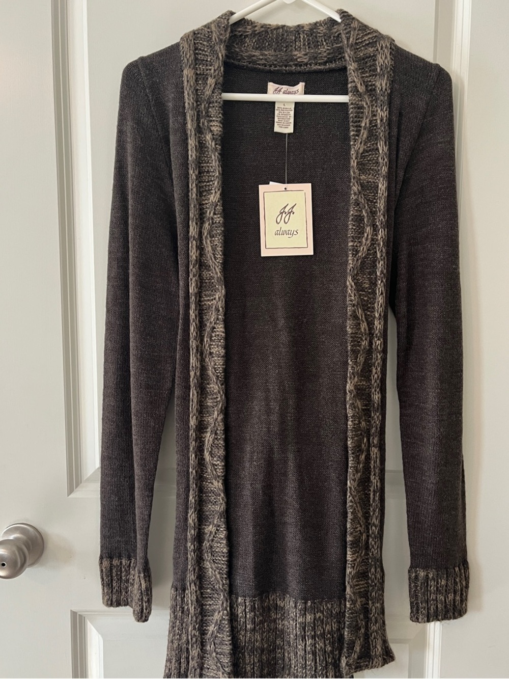 Always Women's Open-Front Cardigan with Heathered Trim